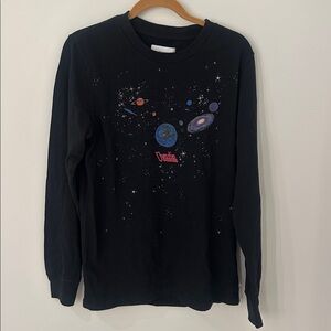 EUC Ovadia Planet Galaxy New York Black Long Sleeve Shirt Size S‎